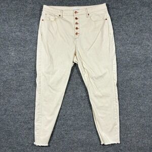 Made and Loved LOFT Curvy High Waist Skinny Ankle Jeans Womens 33/16 Button Fly
